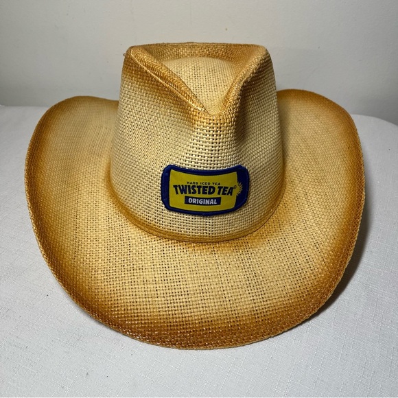 Twisted Tea promotional Natural Woven Cowboy Straw Hat with Black Band - Picture 1 of 5